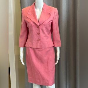Escada Vibrant Pink Linen 2 pc. Skirt Suit - excellent pre owned cond.- size 8